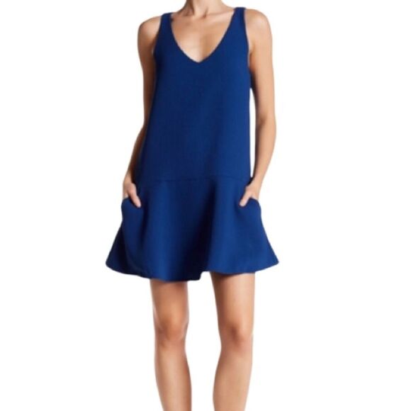 BB Dakota Sleeveless Waffle Knit Dress Size XS Textured V-Neck Indigo Blue - Picture 2 of 14